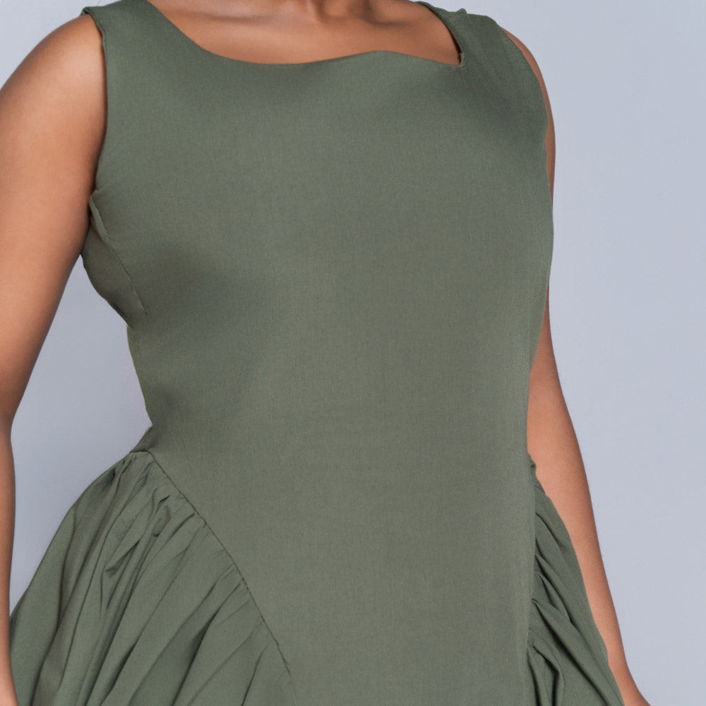 Sleeveless Poplin Panel Dress