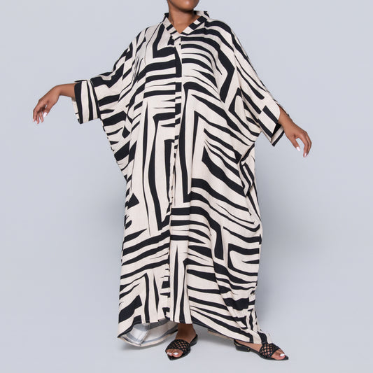 Printed Black/Ivory Kaftan