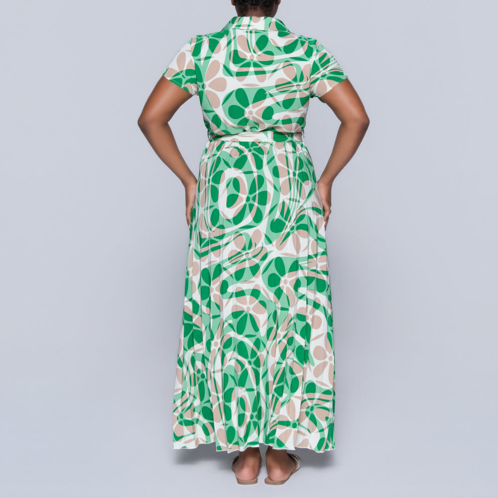 Tie-Belt Pleated Dress