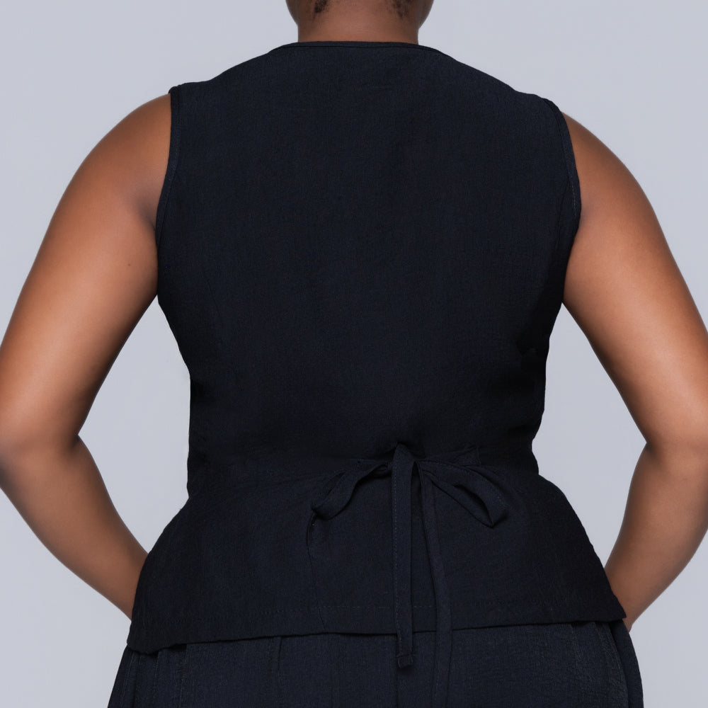 Black Sleeveless Waist Coat