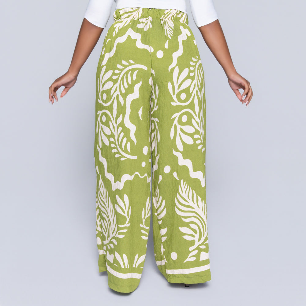 Chartreuse Printed Pants