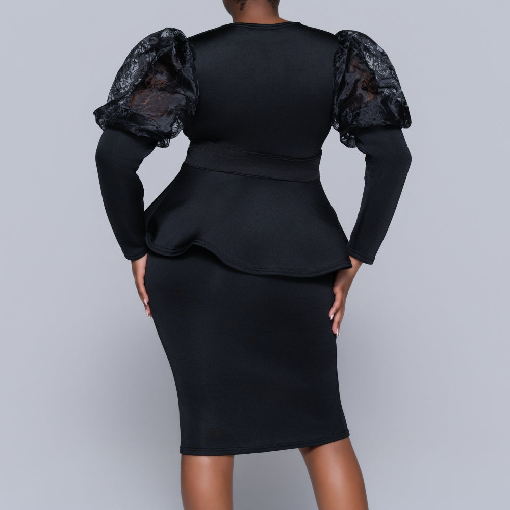 Long Sleeve Black Formal Dress