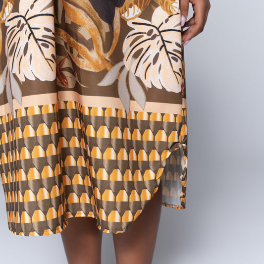 Short Sleeve Border Print Tunic