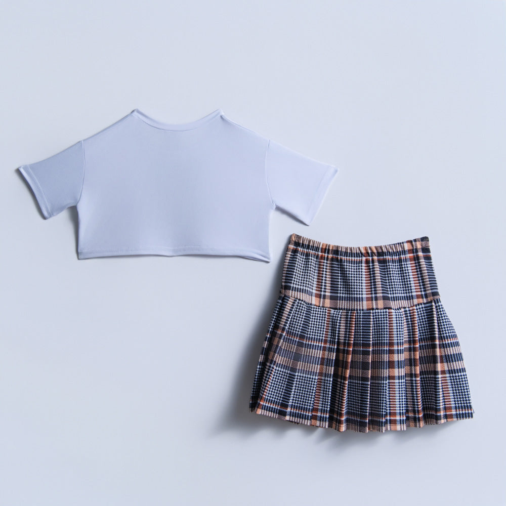 Girls Teddy Print Skirt And Top Set