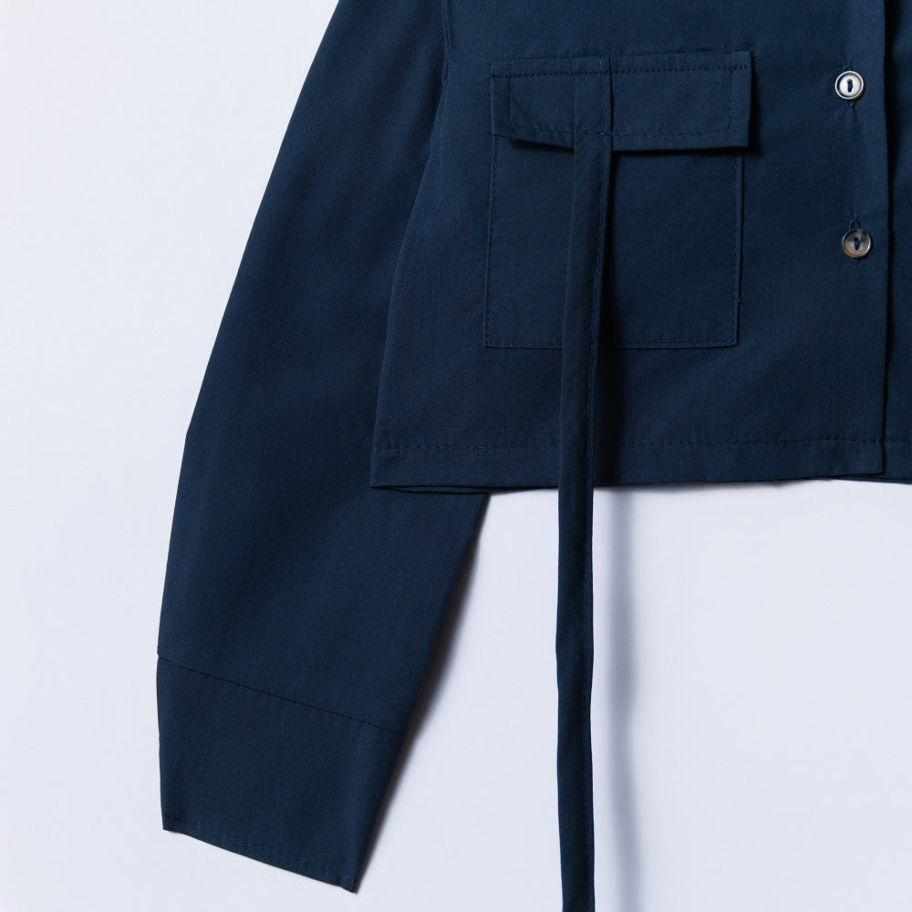 Girls Navy Poplin Crop Top