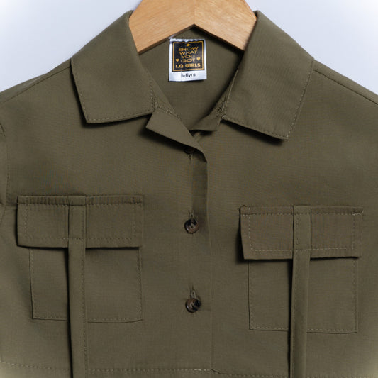 Girls Olive Poplin Crop Top