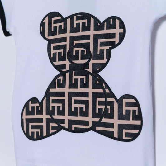 Girls Bear Print Top And Shorts Set