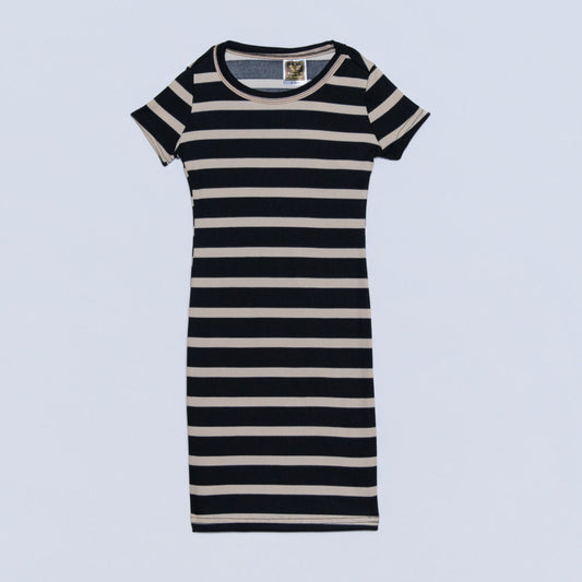 Girls Striped Ribbed Dress