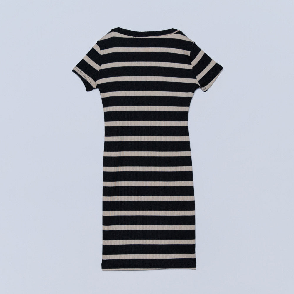 Girls Striped Ribbed Dress