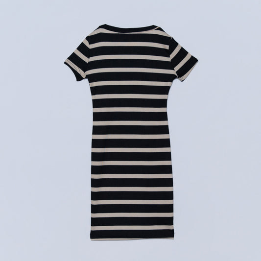 Girls Striped Ribbed Dress