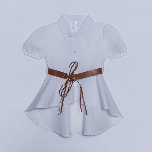 Girls White Poplin Top