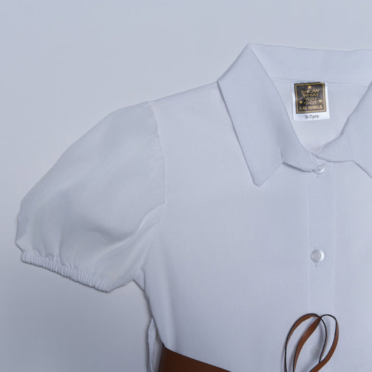 Girls White Poplin Top