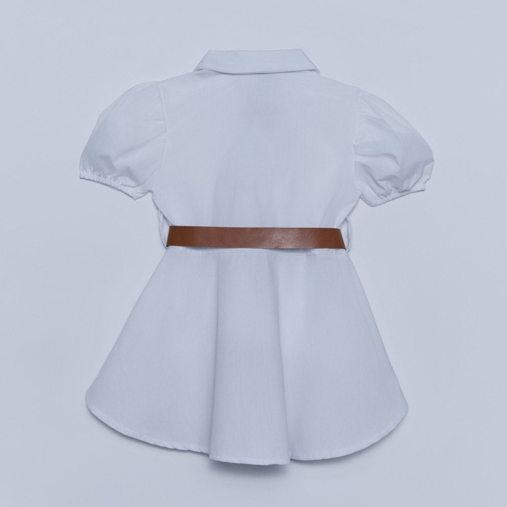 Girls White Poplin Top
