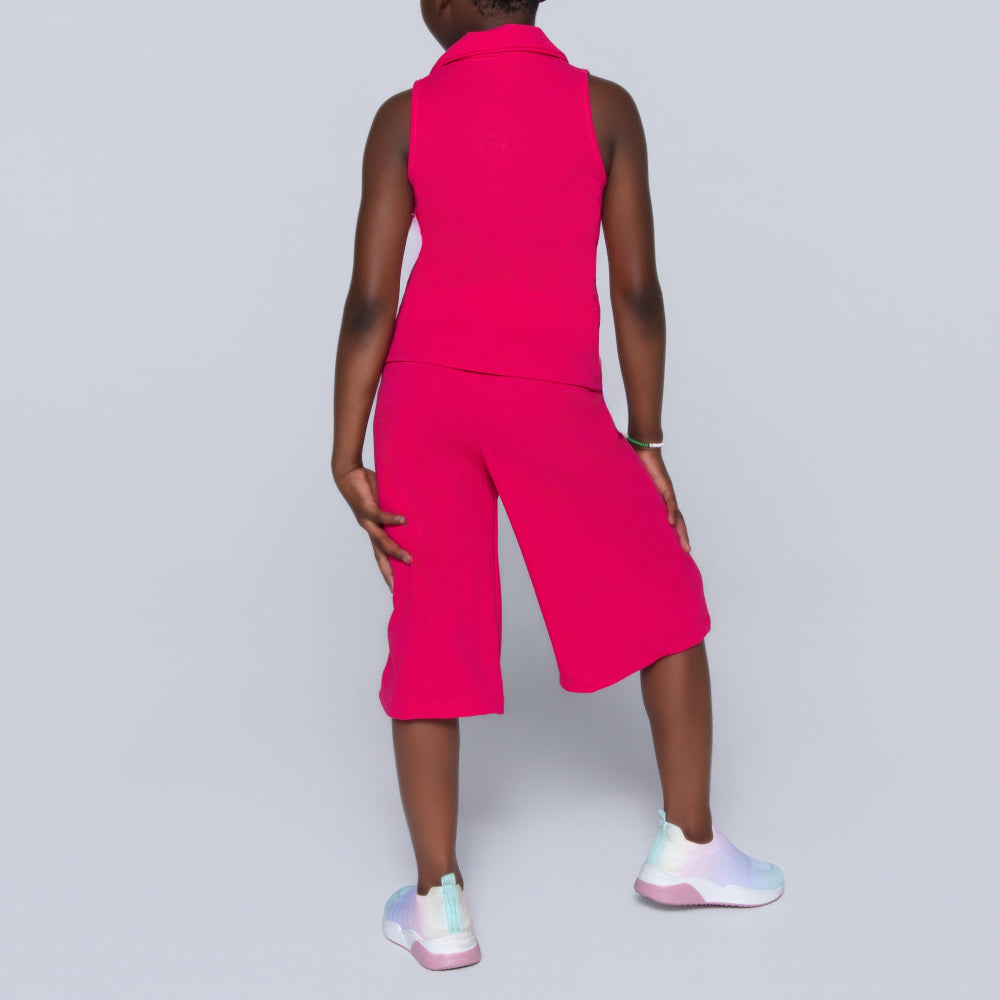 Cerise Girls Scuba Top And Pants