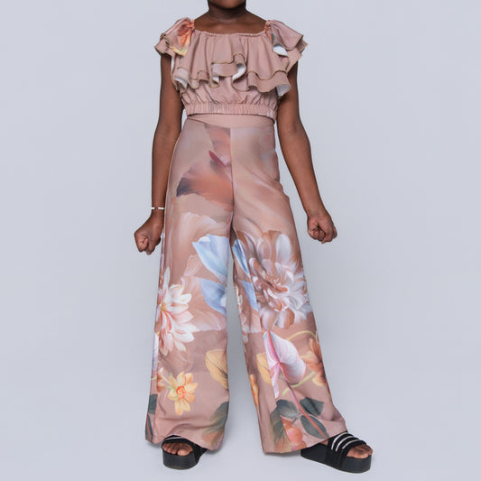 Girls Printed Stone Top And Pants Set