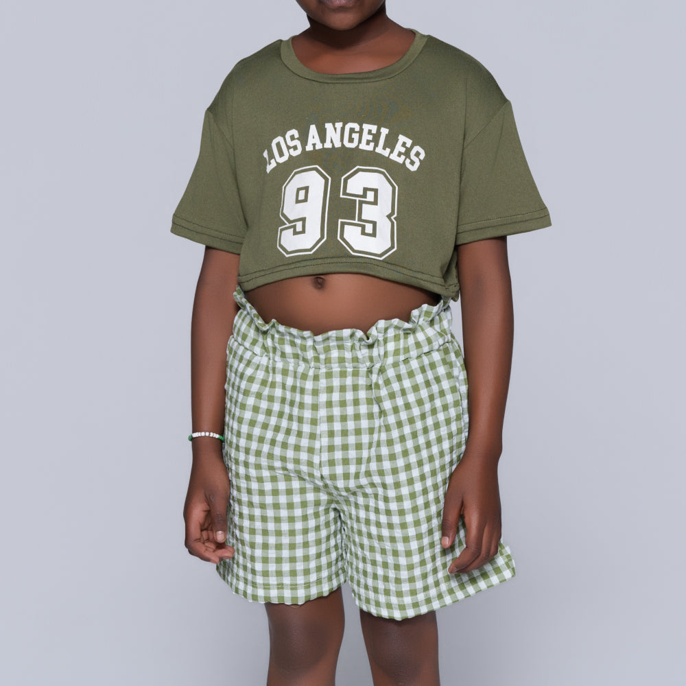 Chartreuse Girls Top And Shorts Set