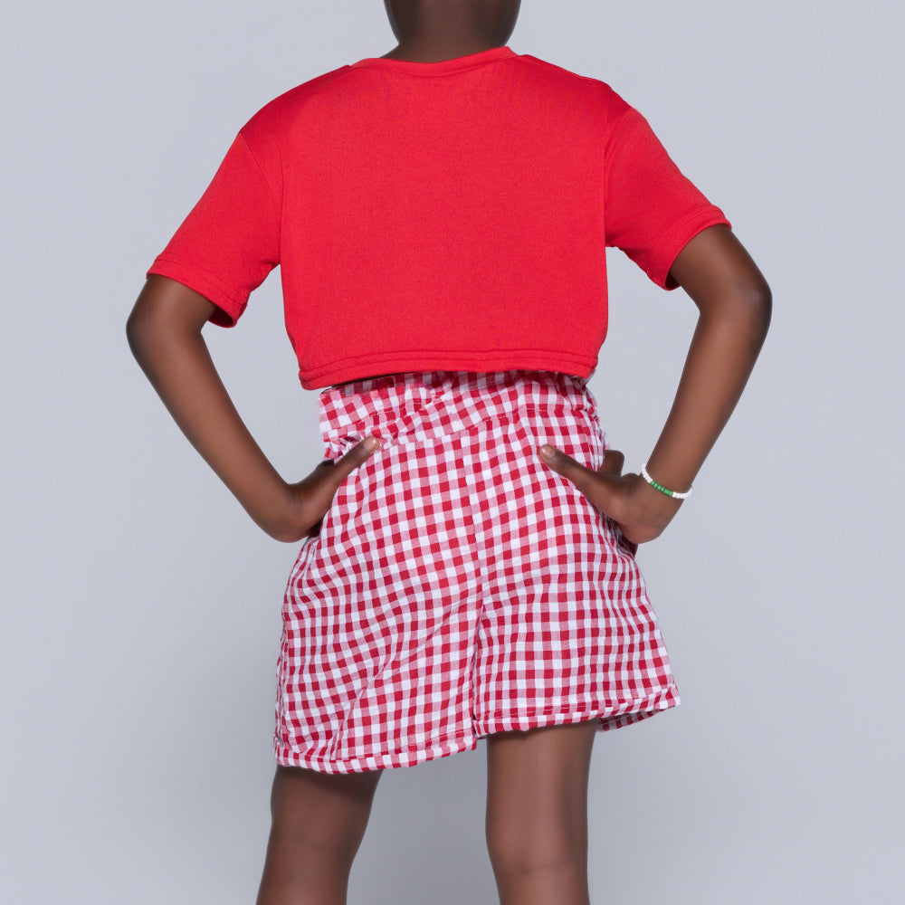 Red/White Girls Top And Shorts Set