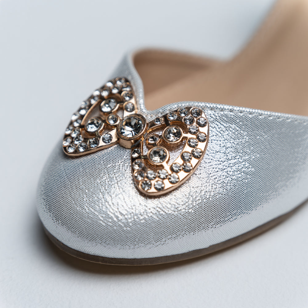 Girls Flower Diamante  Bow  Party Shoes