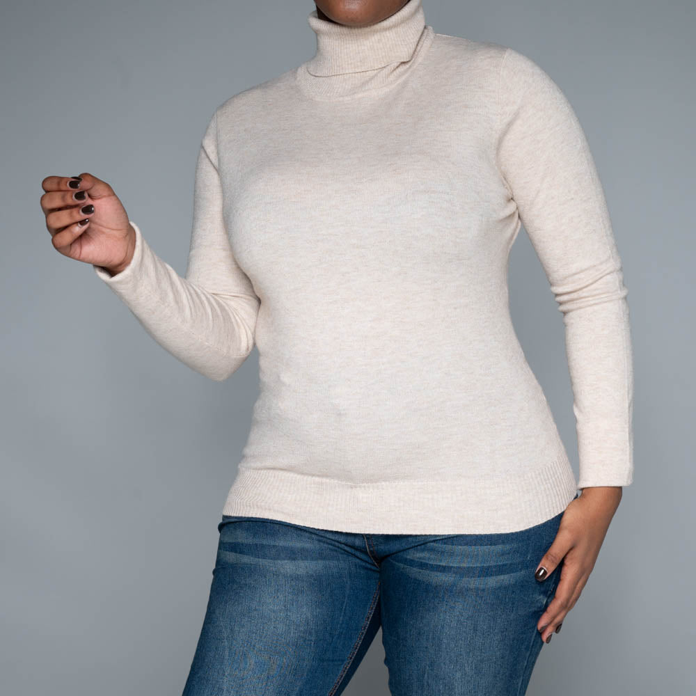Beige Plain Poloneck