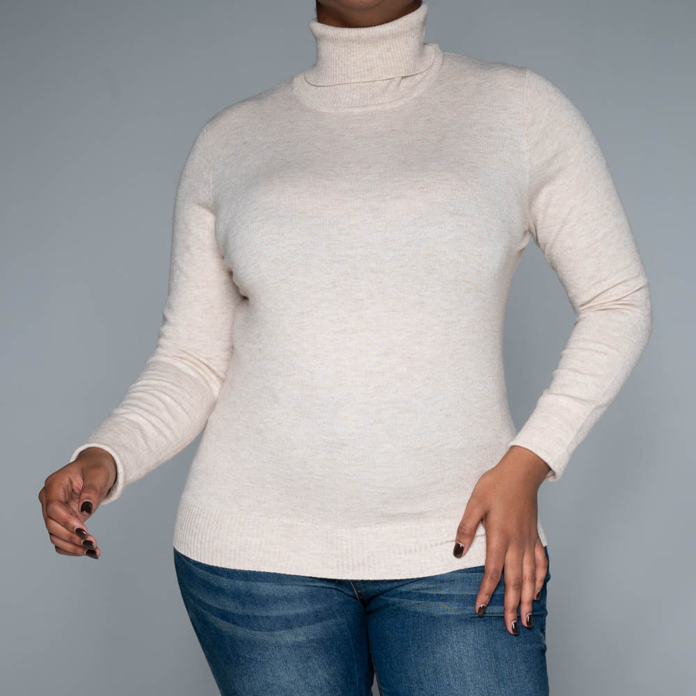 Beige Plain Poloneck