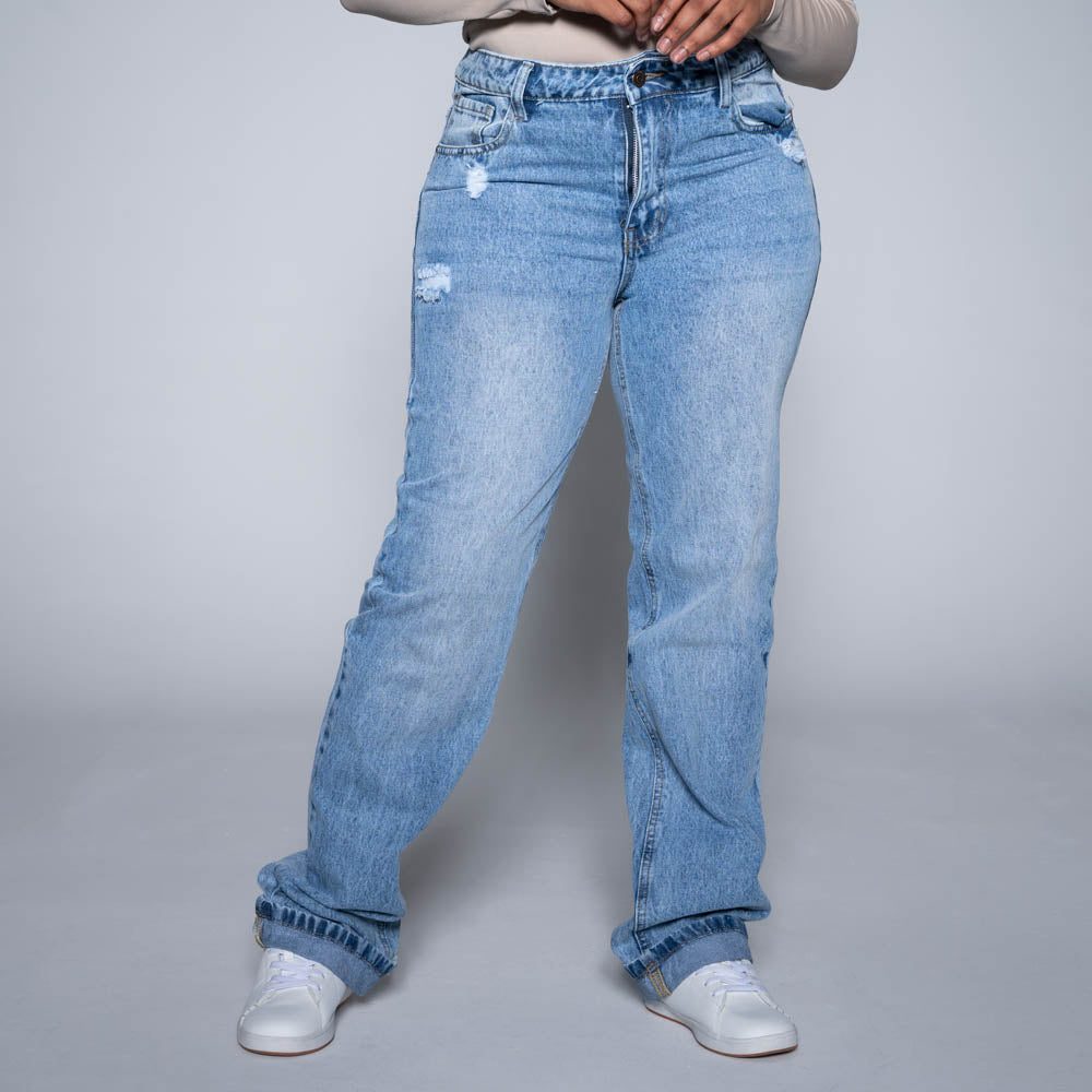 Denim Straight Fit Wide Jeans
