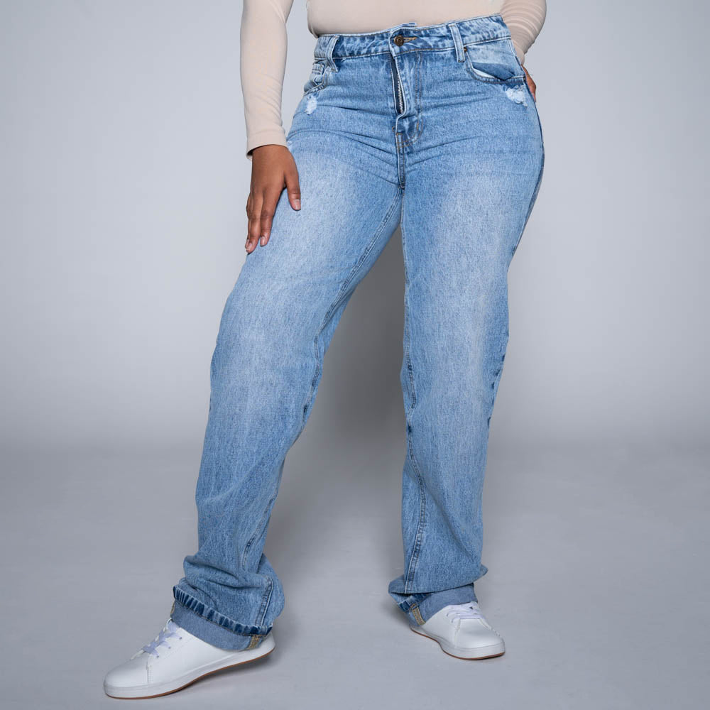 Denim Straight Fit Wide Jeans