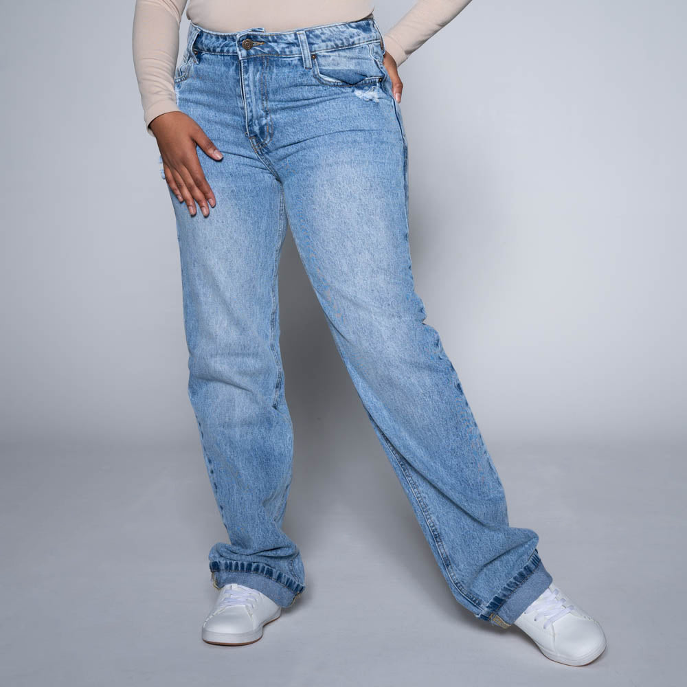 Denim Straight Fit Wide Jeans