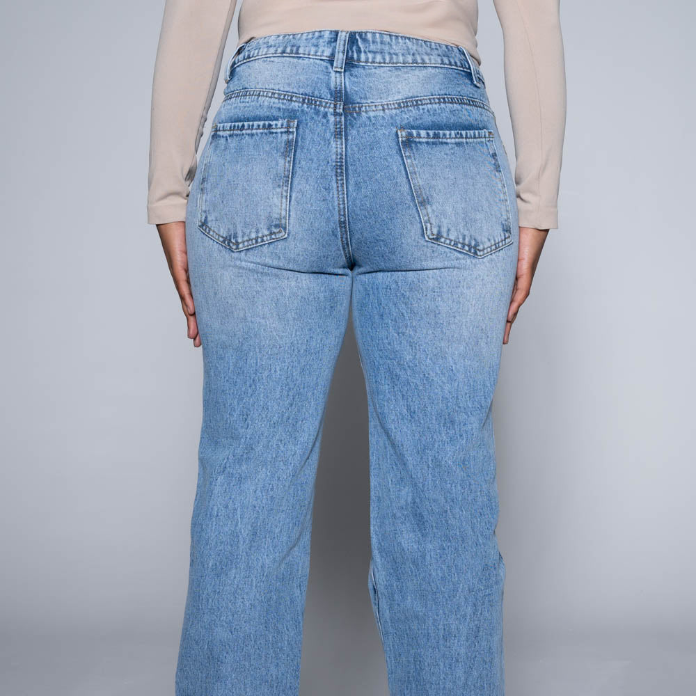 Denim Straight Fit Wide Jeans