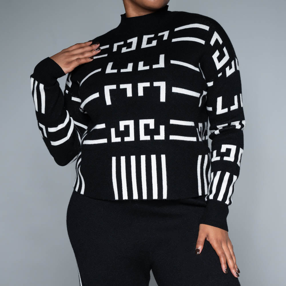 Black Jacquard Crop Jumper