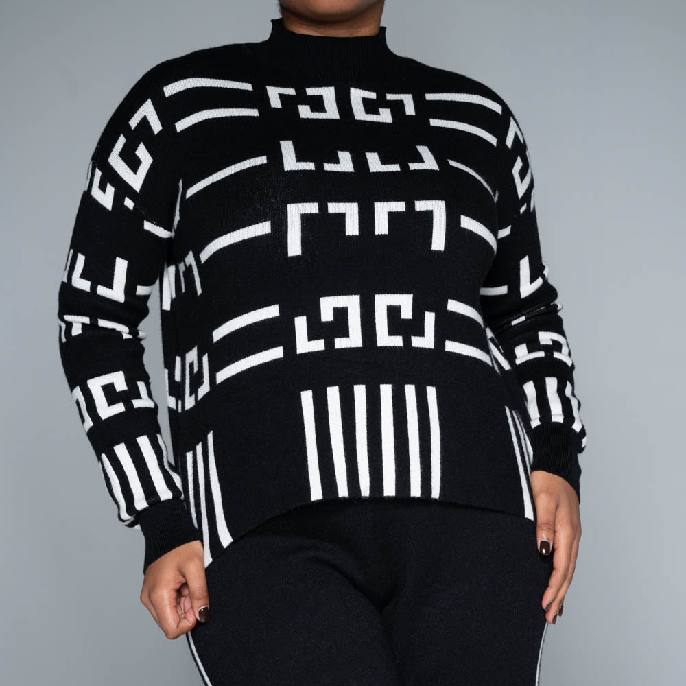 Black Jacquard Crop Jumper