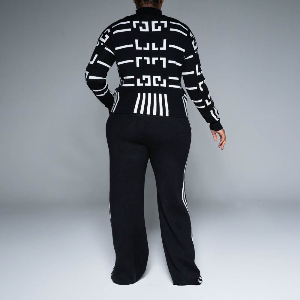 Black Jacquard Crop Jumper
