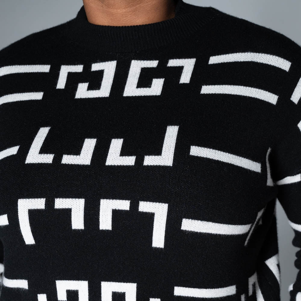Black Jacquard Crop Jumper