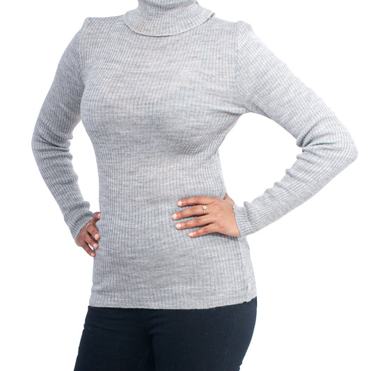 Grey Skinny Rib Poloneck