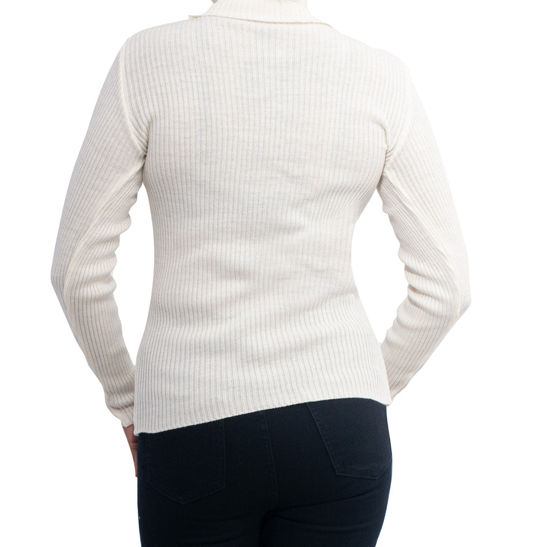 White Skinny Rib Poloneck