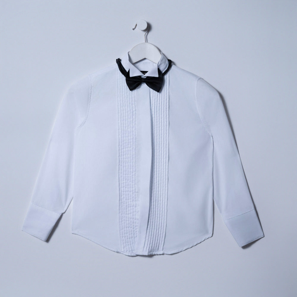 Boys Pintuck Bow Tie Shirt