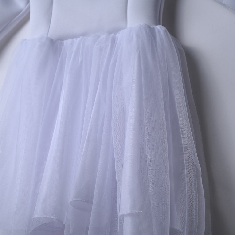 Girls Mesh White Party Dress