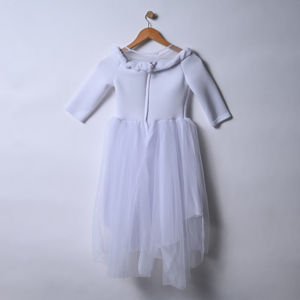 Girls Mesh White Party Dress