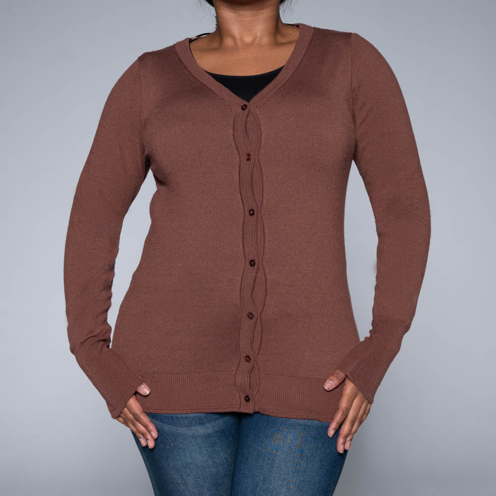 Brown Long Sleeve Cardigan