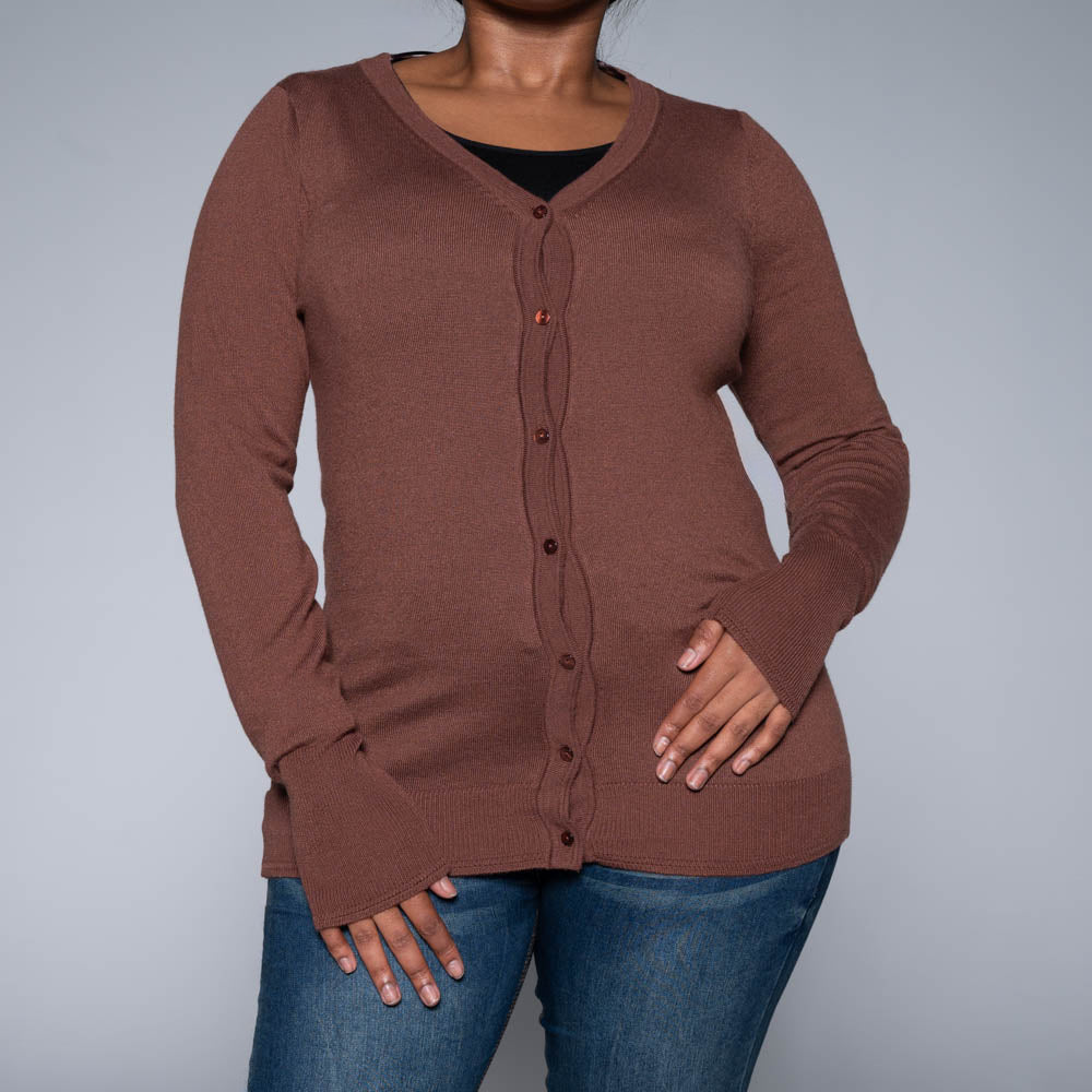 Brown Long Sleeve Cardigan
