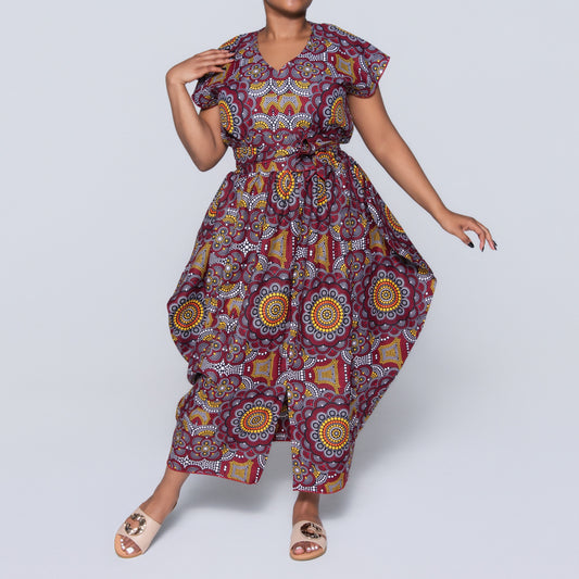 Red Ethnic Print Dress