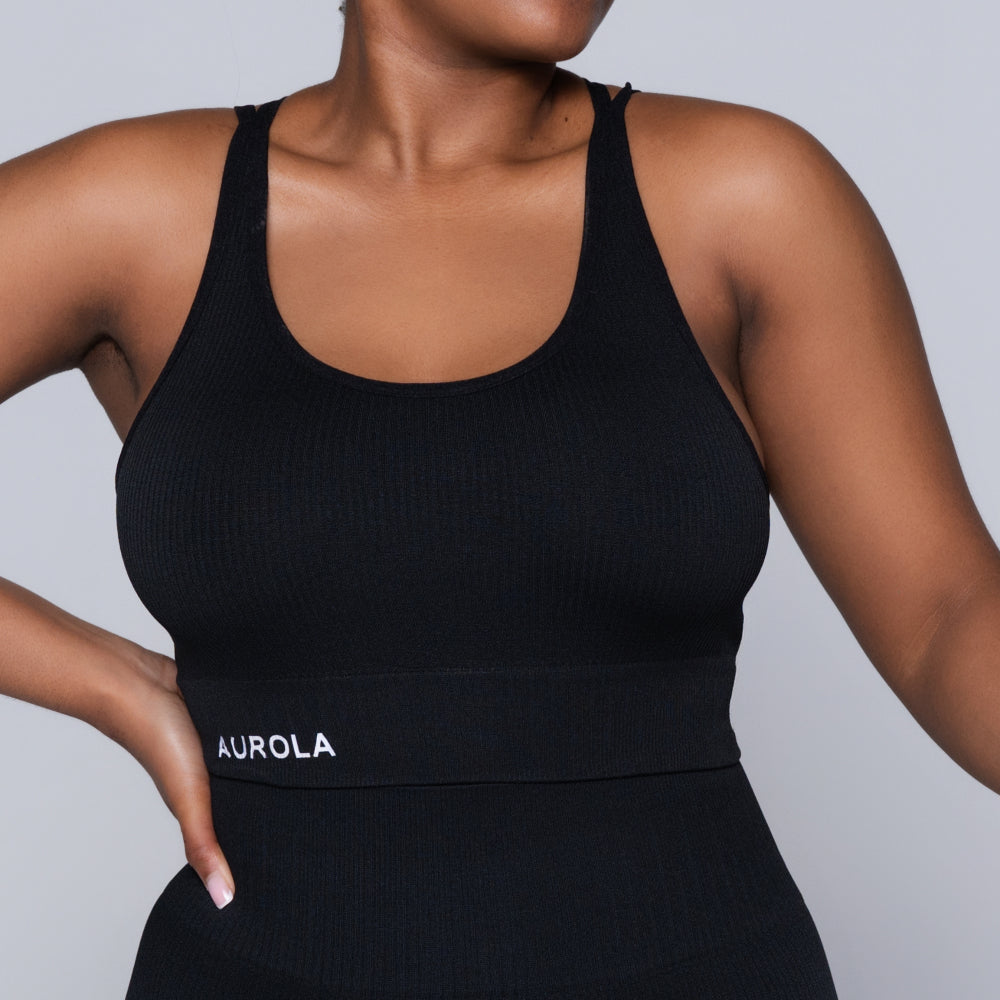 Black Active Wear Gym Top
