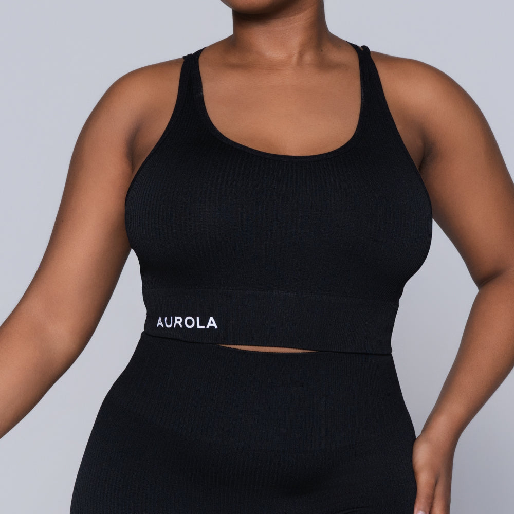 Black Active Wear Gym Top