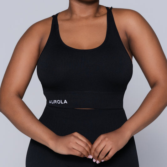 Black Active Wear Gym Top