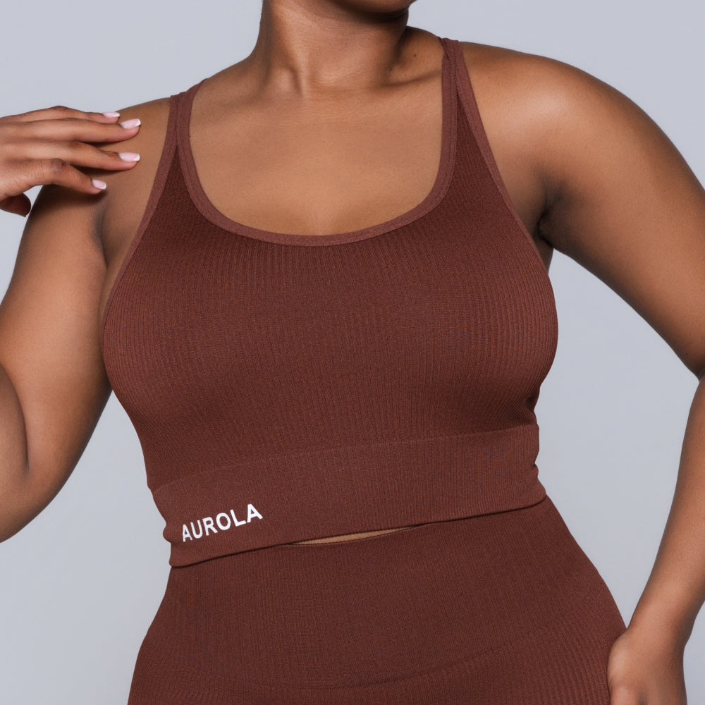 Brown Active Wear Gym Top