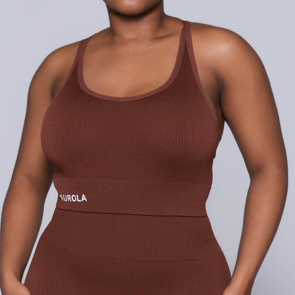 Brown Active Wear Gym Top