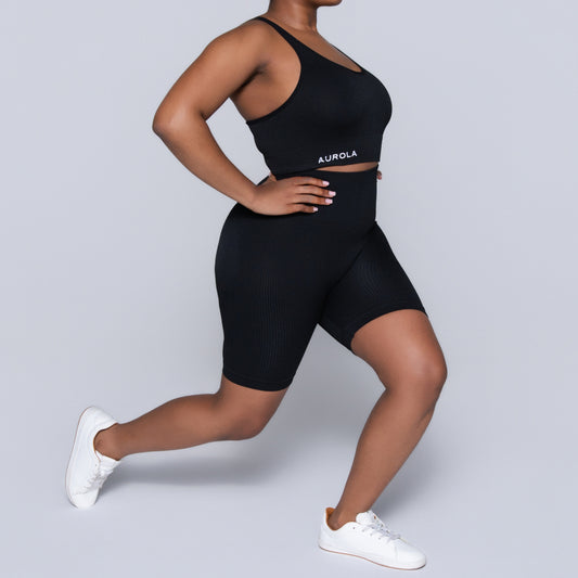 Black Active Wear Gym Shorts