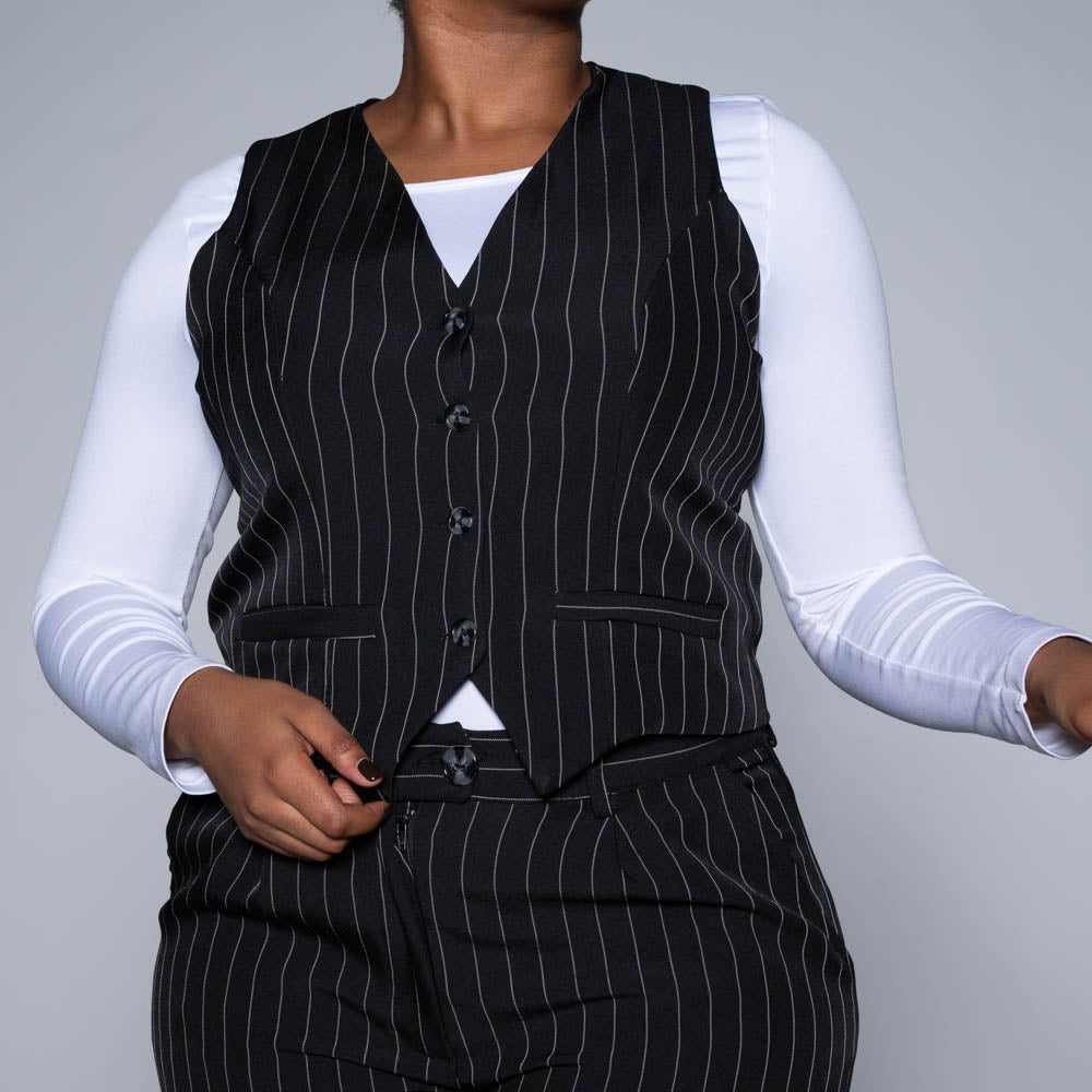 Black Stripe Suit Waistcoat