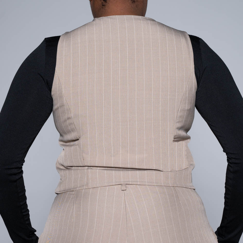 Stone Stripe Suit Waistcoat