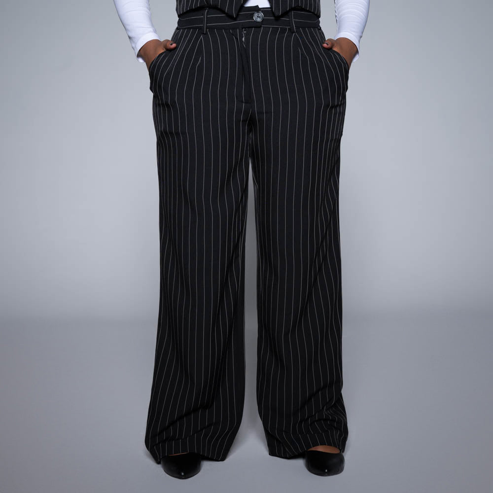 Black Stripe Slax Suit Pants