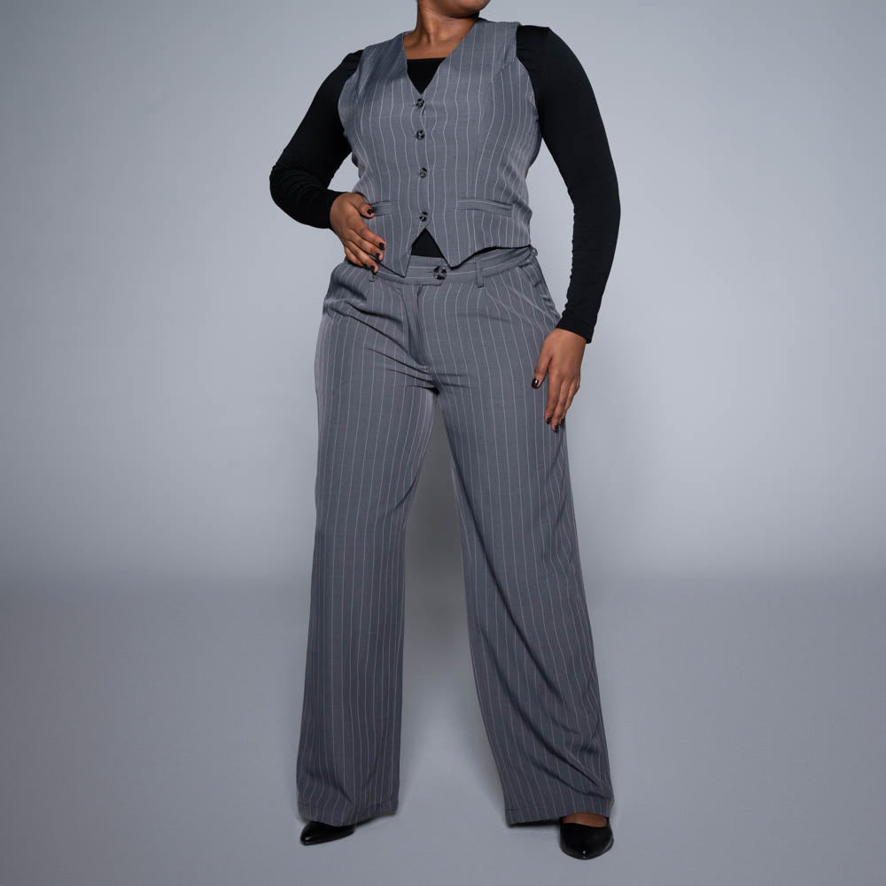 Grey Stripe Suit Waistcoat